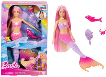 Кукла-модель Barbie Морская русалка HRP97, 38 см аксессуары в комплекте, светящиеся волосы, двигающийся хвост