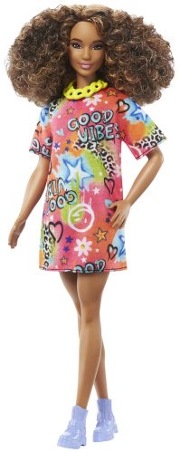 Кукла-модель Barbie Fashionistas. Барби в футболке-платье Good Vibes HPF770, 29 см