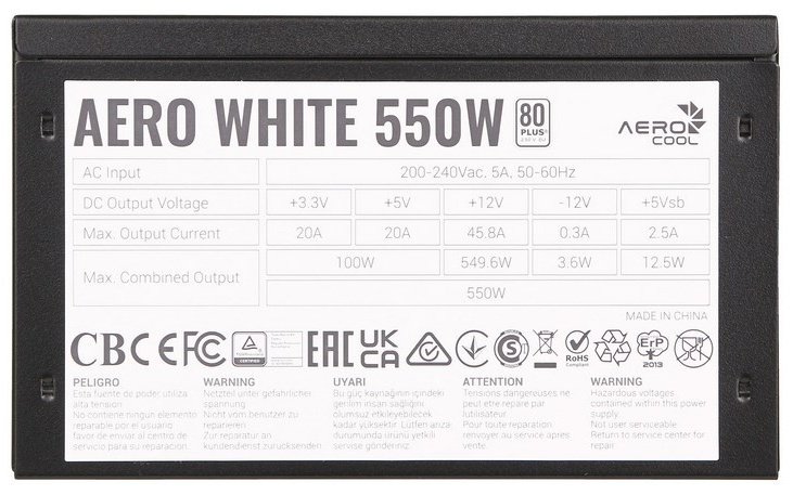 Блок питания AeroCool Aero White 550W