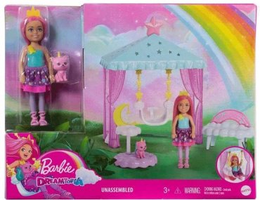 Кукла-модель Mattel Кукла Челси с котенком HLC27, 13 см аксессуары в комплекте, руки и ноги подвижные купить,NaN