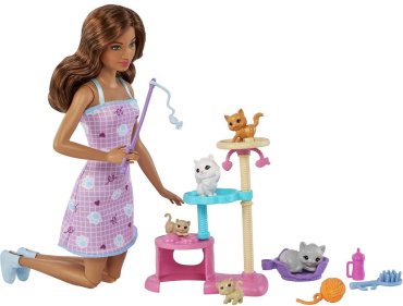 Кукла-модель Barbie Барби с котятами HHB700, 29 см