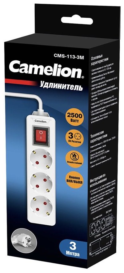 Удлинитель Camelion CMS-113-3M 3 м - ForteMarket Удлинитель Camelion CMS-113-3M 3 м купить,3000