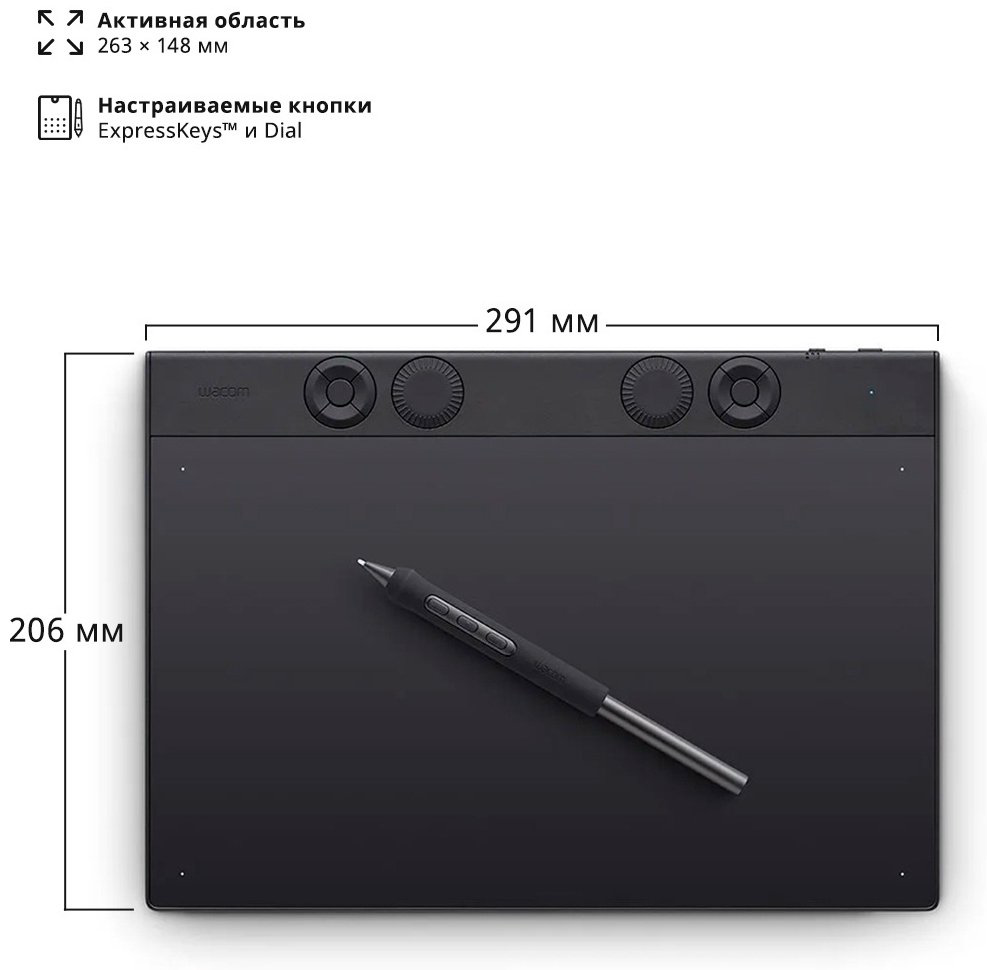 Графический планшет Wacom Intuos Pro pen tablet medium PTK670K0B черный купить,239042
