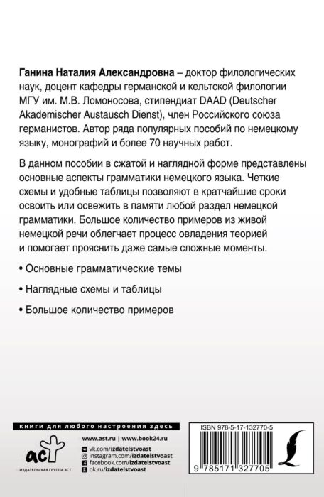 Иностранные языки Ганина Н. А. Полная грамматика немецкого языка в схемах и таблицах купить,NaN