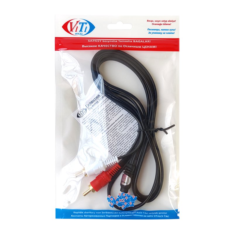 Аудио Кабель ViTi 3.5-2RCA 1.5м черный