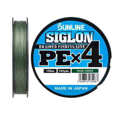 Рыболовная леска Sunline Siglon PEx4  0,076 мм 150 м темно-зеленая SIGPE4DG02