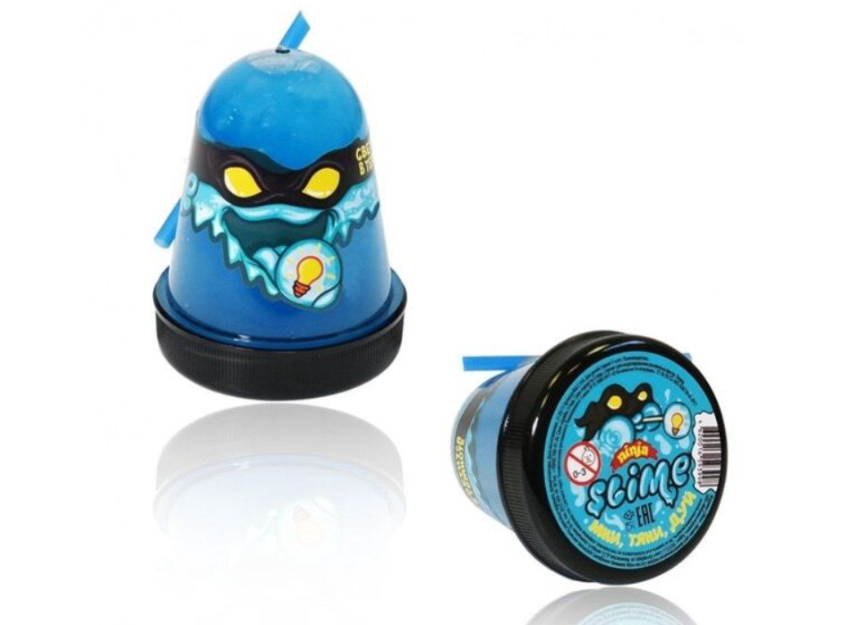 Слайм Slime Ninja светится в темноте синий 130гр купить,NaN