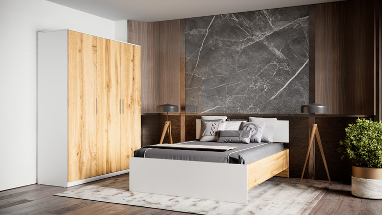 Кровать Мебель Азии Медина UGW0000112UG263088 160x200 см бело-коричневая купить,NaN