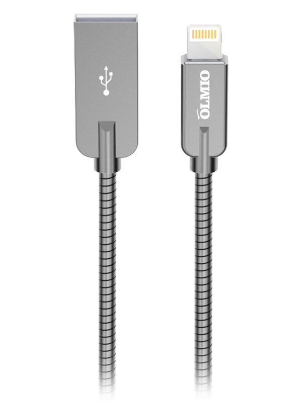 Кабель Olmio Steely Lightning-USB 2.0 1.2м серый