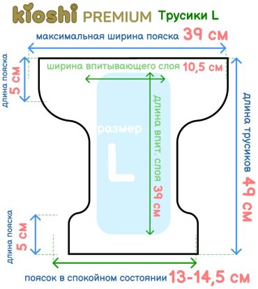 Kioshi Premium подгузники-трусики L40, 10-14 кг купить,NaN