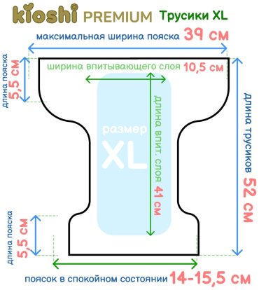Kioshi Premium подгузники-трусики XL36 12-18 кг купить,0