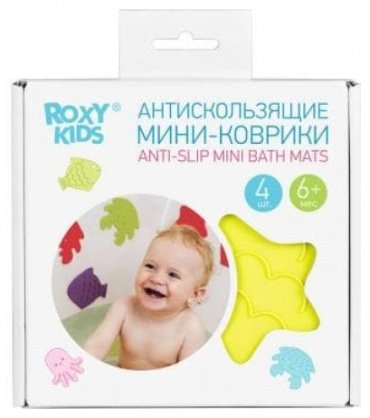 Антискользящие мини-коврики для ванной ROXY-KIDS, 4 шт, мультиколор