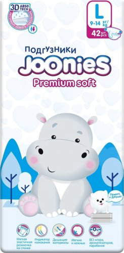 Подгузники Joonies Premium L, 42 шт купить,NaN