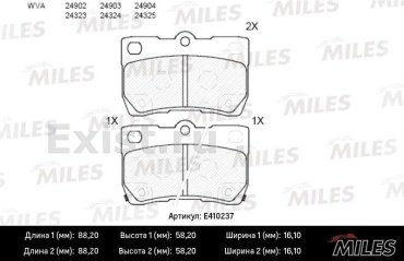 Колодки MILES задние E410237 4 шт купить,NaN