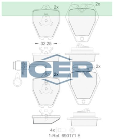 Колодки ICER передние 181691 4 шт купить,NaN
