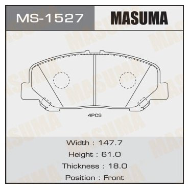Колодки MASUMA передние MS1527 купить,NaN