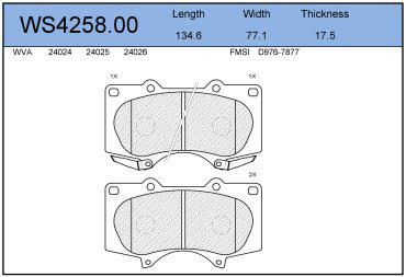 Колодки Jeenice передние WS4258.00 купить,NaN