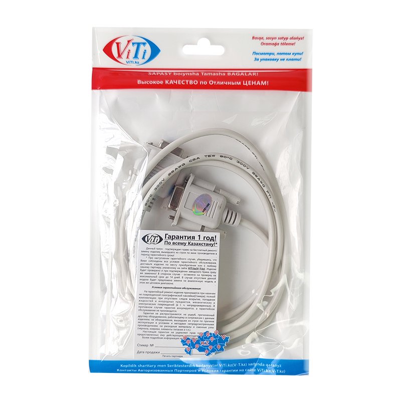 Кабель ViTi COM DB9 1.3м белый купить,1687