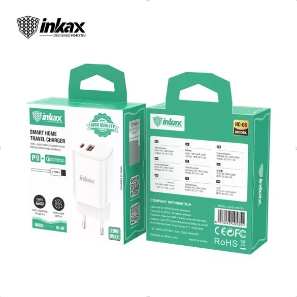 Зарядное устройство Inkax HC-05 20W Type-C White купить,NaN