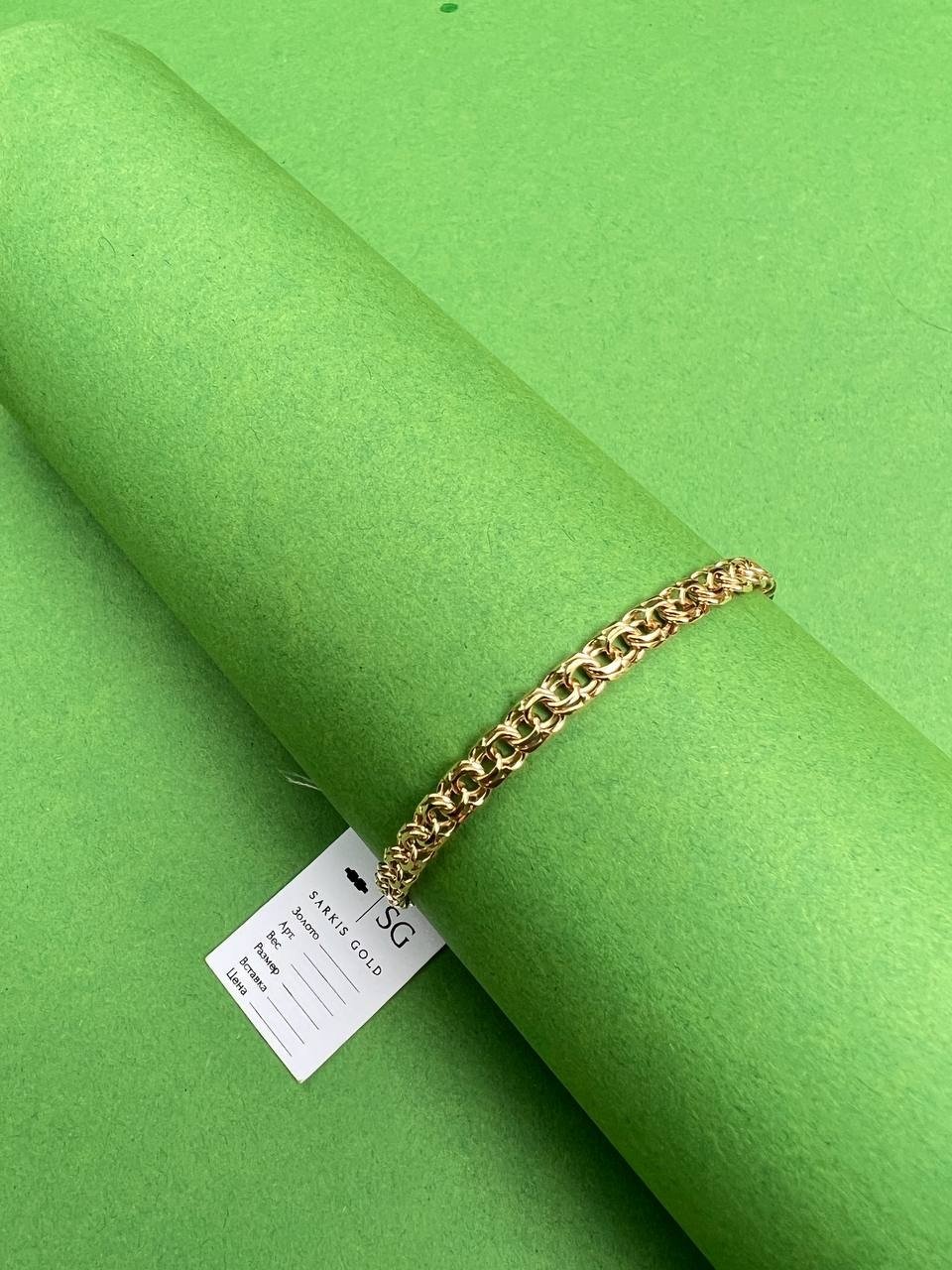 Браслет Sarkis Gold 0346 длина 17.5 см, вес 6 г золото, плетение бисмарк купить,NaN