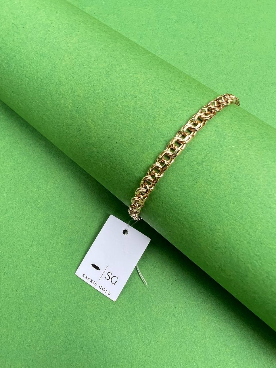 Браслет Sarkis Gold 0346 длина 17.5 см, вес 6 г золото, плетение бисмарк купить,NaN