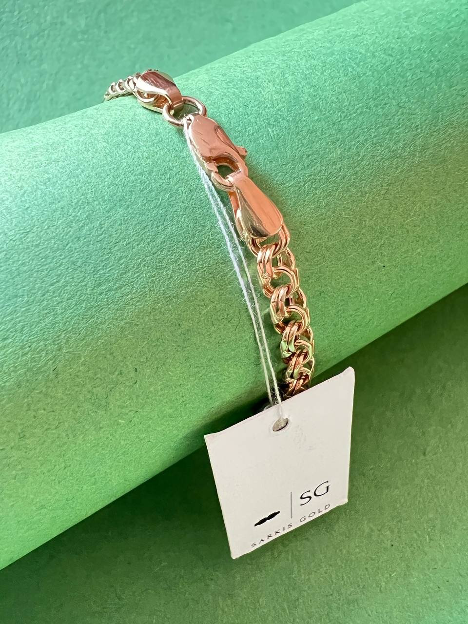 Браслет Sarkis Gold 0346 длина 17.5 см, вес 6 г золото, плетение бисмарк купить,NaN