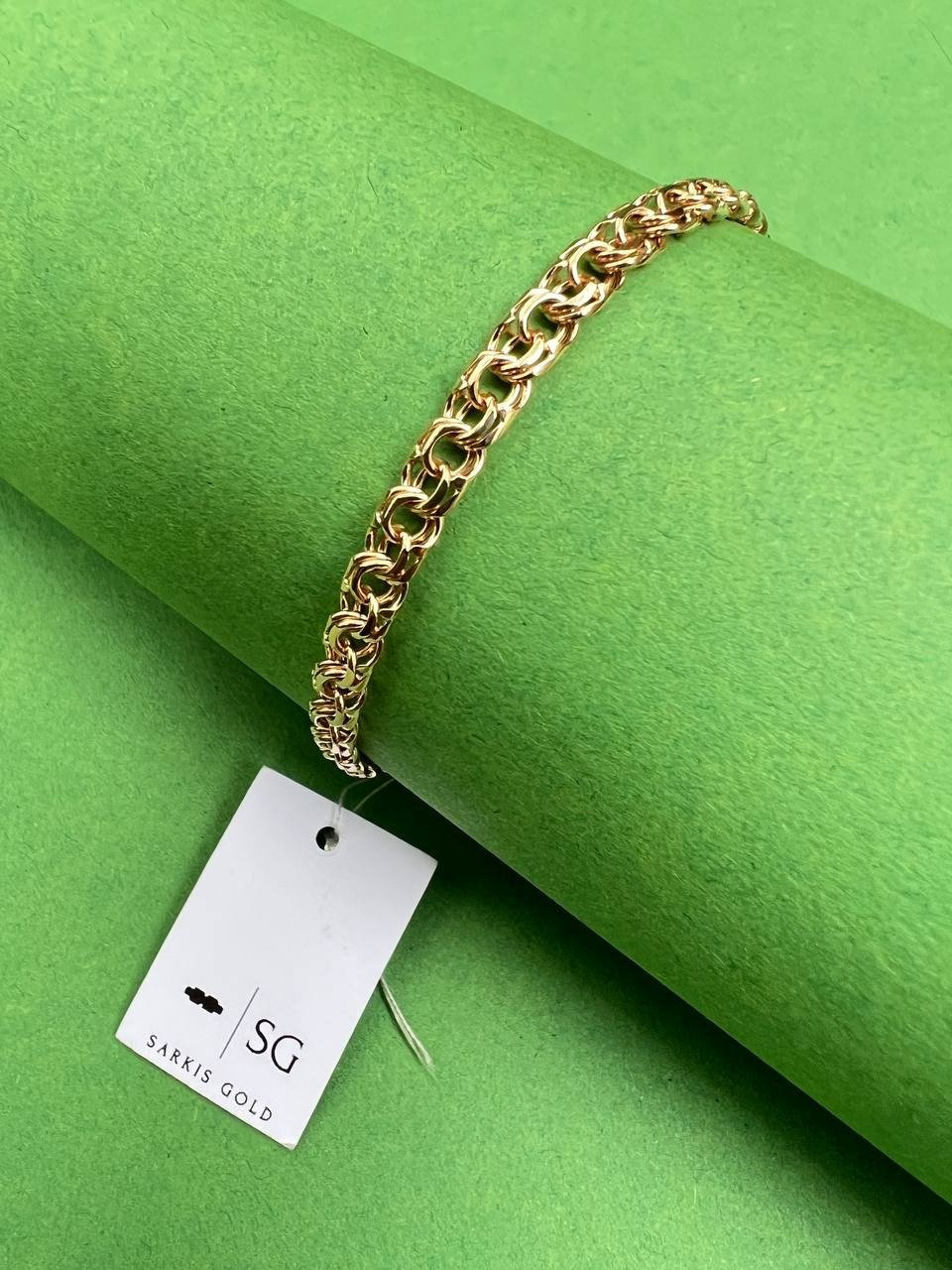 Браслет Sarkis Gold 0346 длина 17.5 см, вес 6 г золото, плетение бисмарк купить,NaN