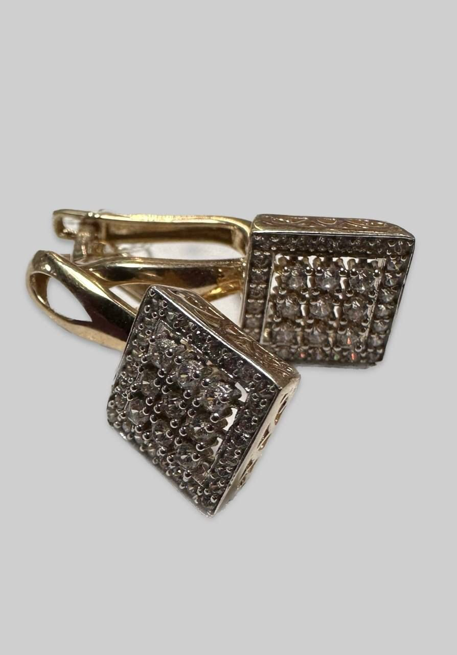 Серьги Diamond 76523 вес 3.76 г золото, фианит купить,NaN