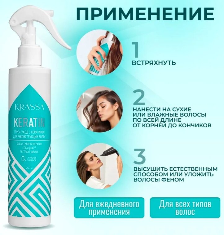 KRASSA Keratin спрей 250 мл купить,NaN