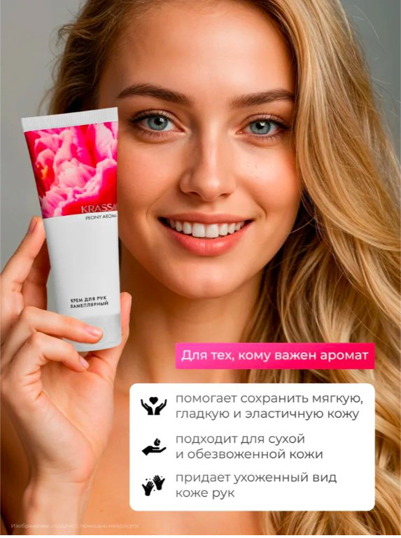 KRASSA AROMA Пион парфюмированный крем для рук 75 мл купить,NaN