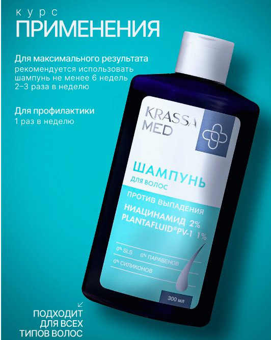 KRASSA Против выпадения волос НИАЦИНАМИД шампунь 300 мл купить,NaN