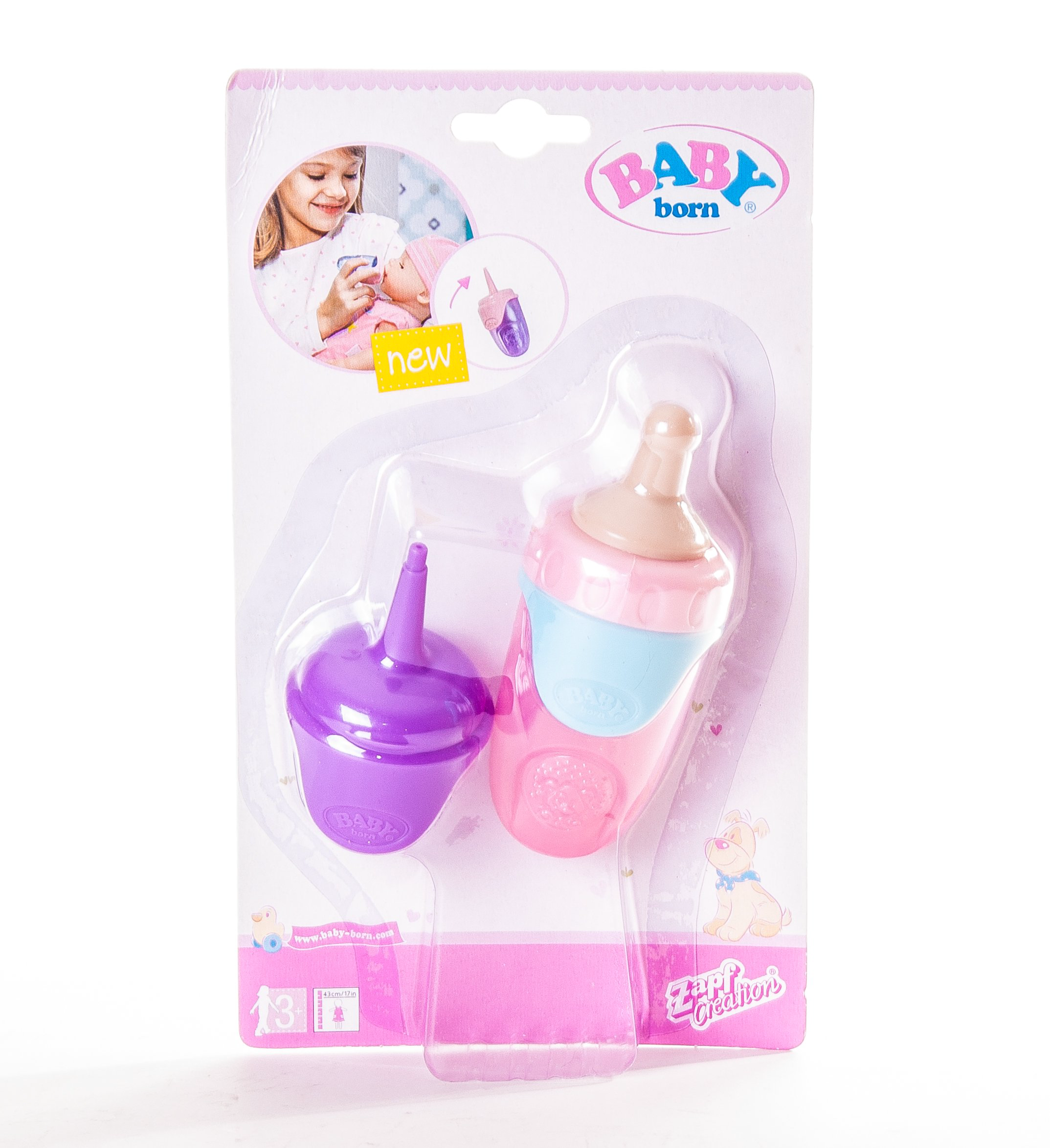 Бутылочка Zapf Baby Born 3шт розовая купить,NaN