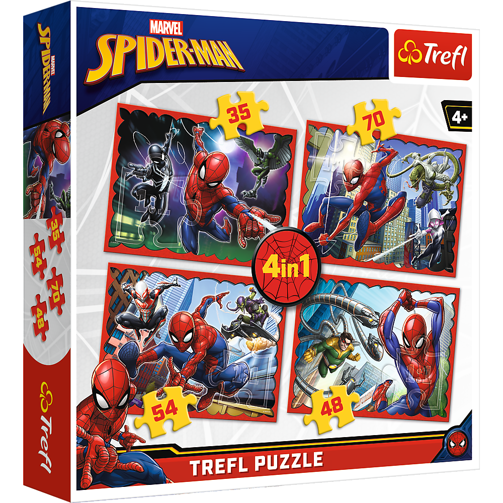 Пазл Trefl Spiderman 4-в-1 В сети Человека -паука купить,NaN