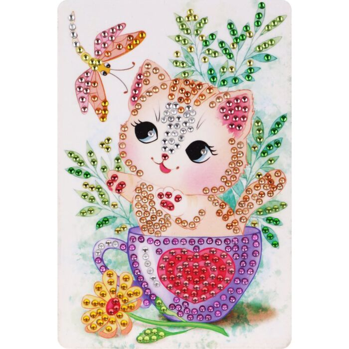 Алмазная мозаика Collor Pappy Котенок в чашке 10х15 см купить,NaN
