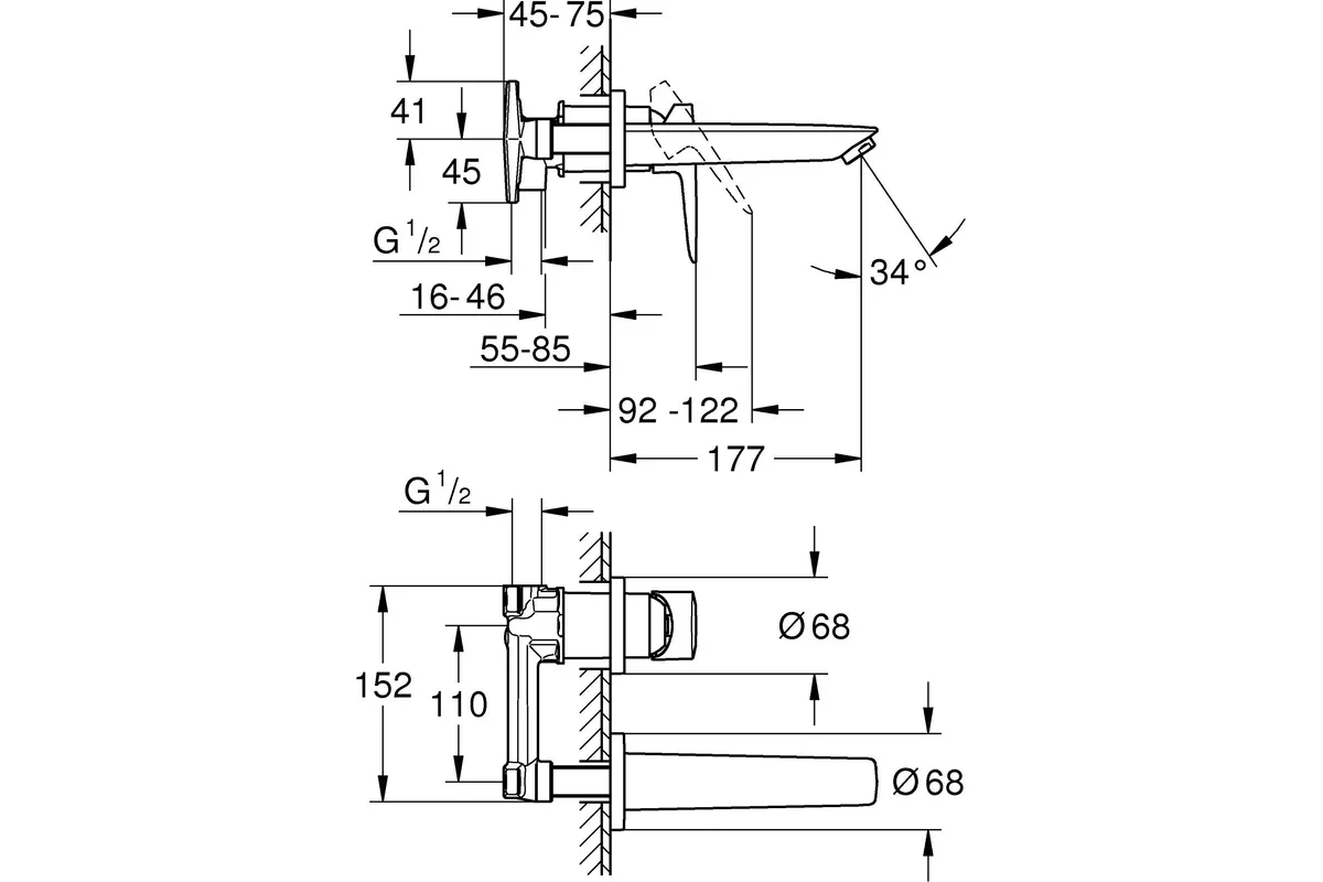 Смеситель для раковины на два отверстия Grohe BauEdge 20474001  купить,0