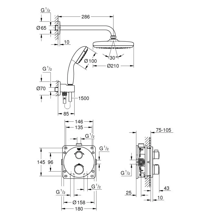 Смеситель для душа Grohe Grohtherm 34727000 купить,0