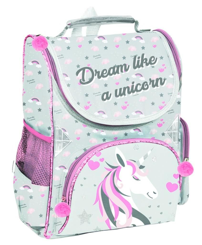 Рюкзак Paso Единорог 38x27x15 см серый купить,NaN