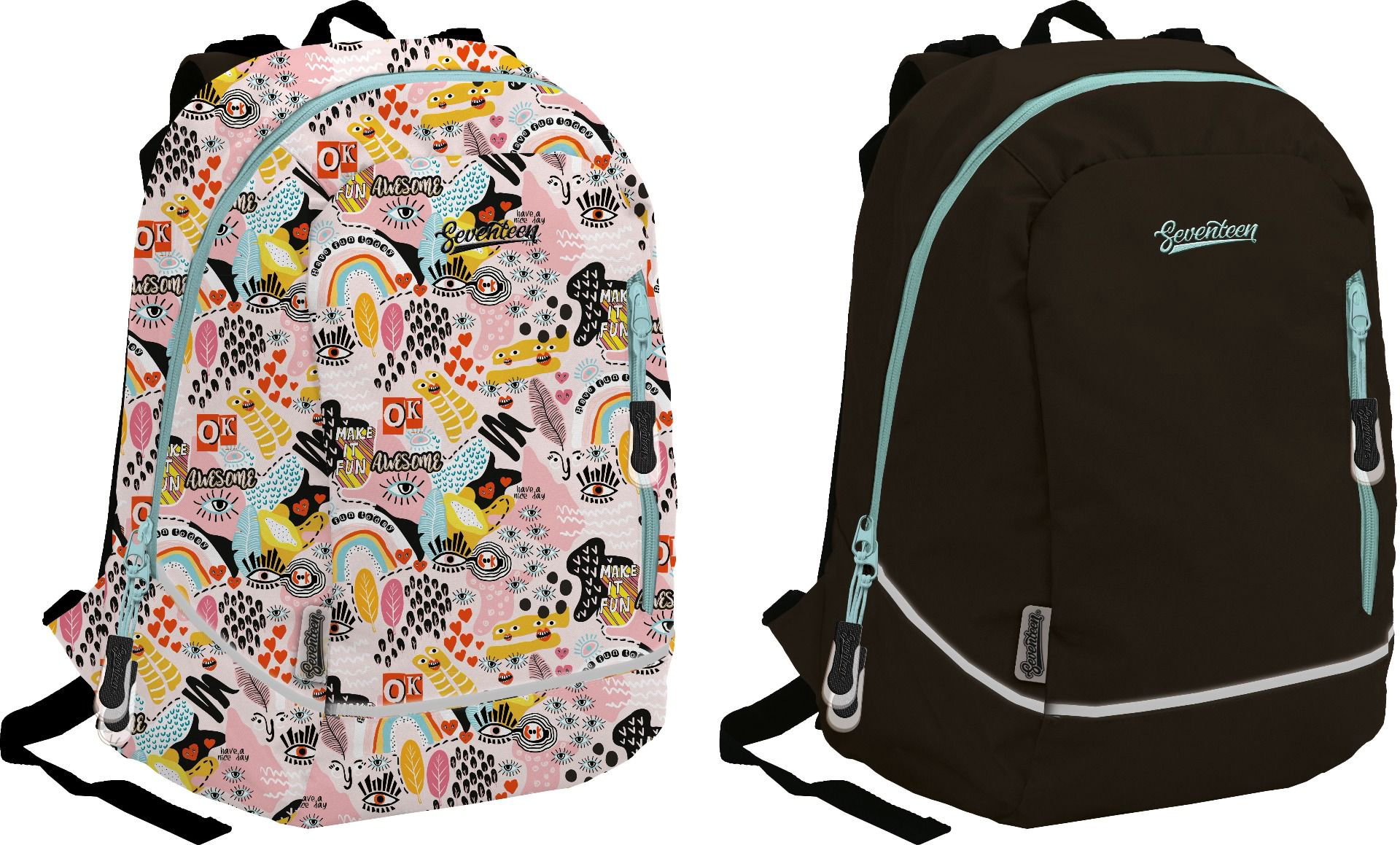 Рюкзак двусторонний Seventeen Doodle 43х32х19 см купить,NaN