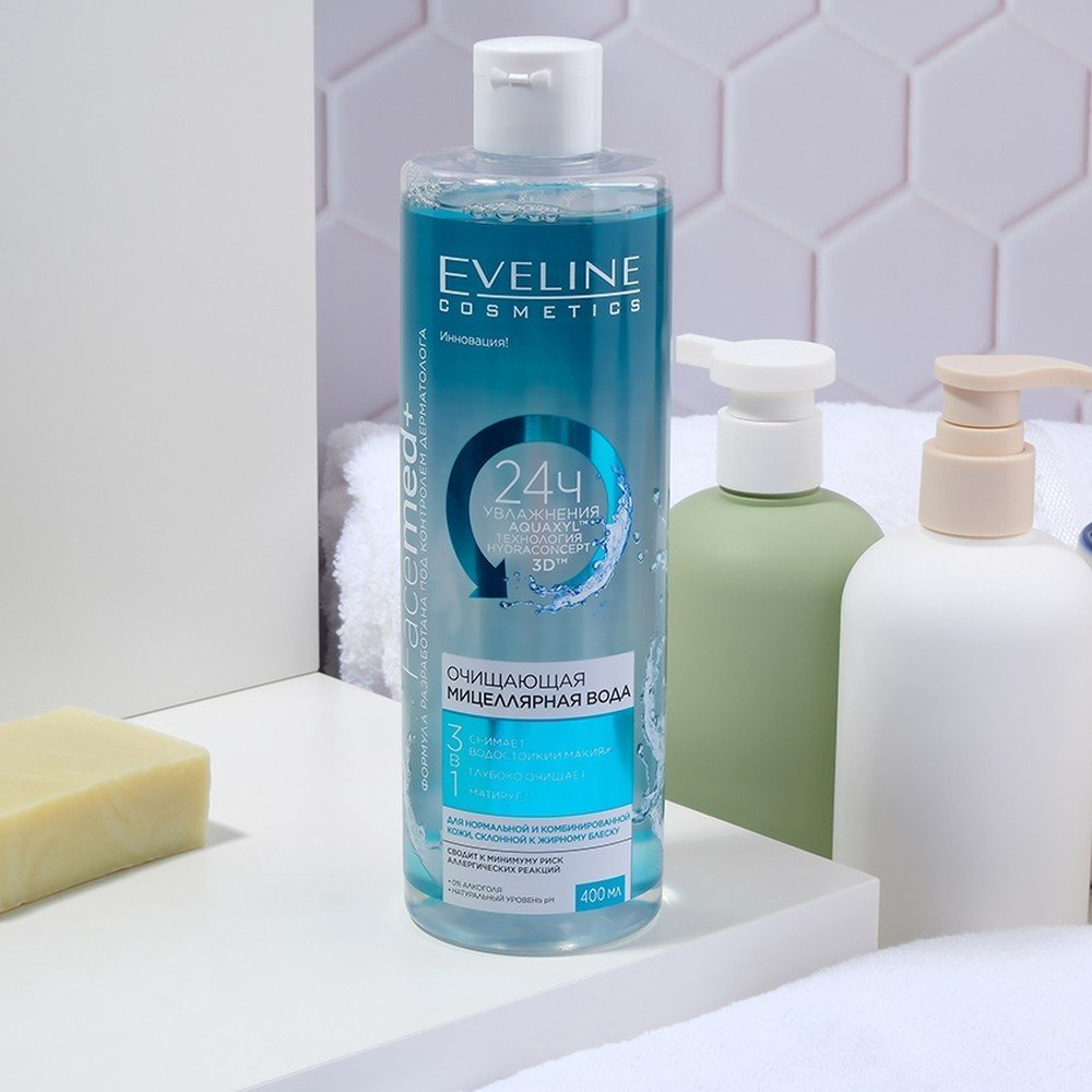 Eveline Cosmetics Facemed+ очищающая мицеллярная вода 400 мл купить,NaN