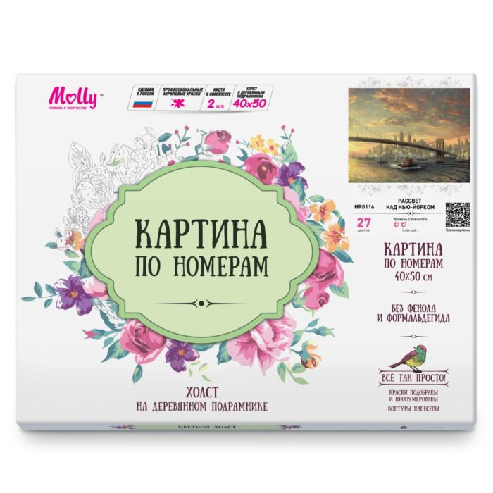 Картина по номерам Molly Рассвет над Нью Йорком 40х50см 27 цветов купить,NaN