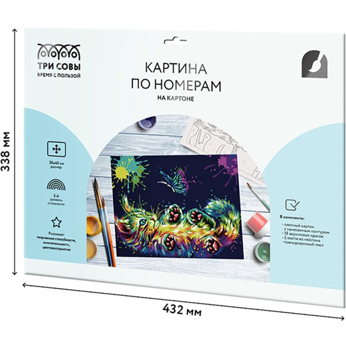 Картина по номерам Три Совы Игра в неоне 30х40см 18 цветов купить,NaN