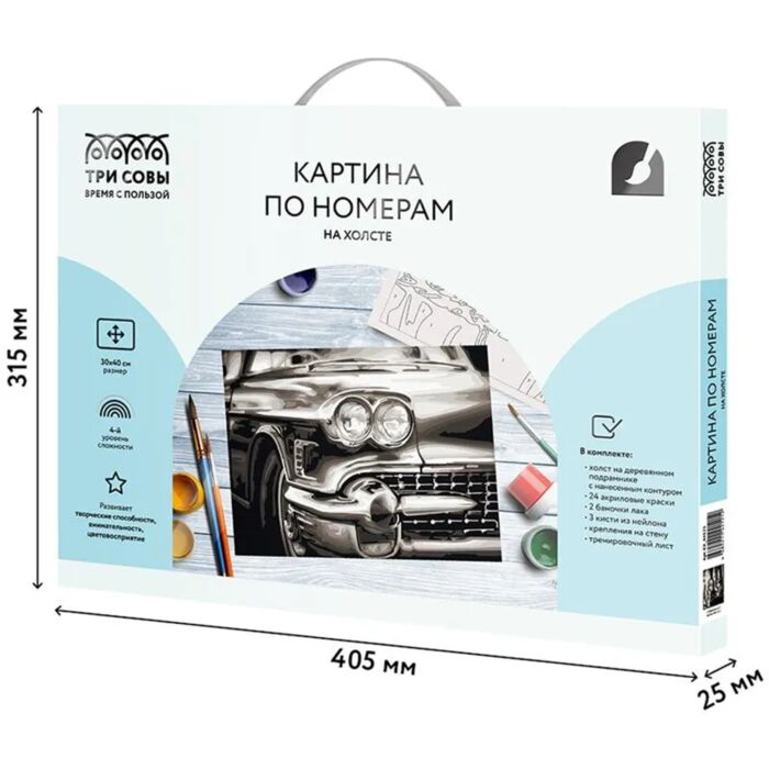 Картина по номерам Три Совы Винтажный автомобиль 30х40см 24 цвета купить,NaN