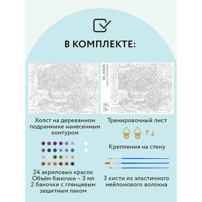 Картина по номерам Три Совы Букет гортензий 30х40см 24 цвета купить,NaN