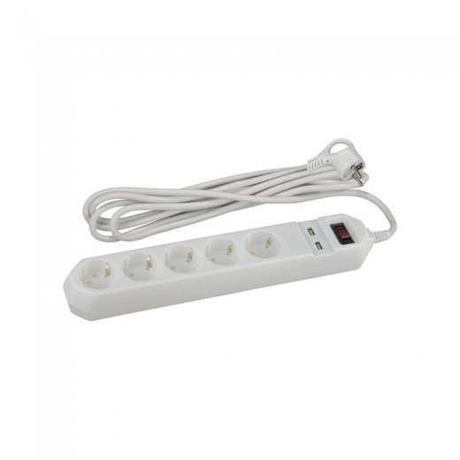 Сетевой фильтр Эра Б0019037 USF-5ES-1.5M-USB-W 1.5 м белый