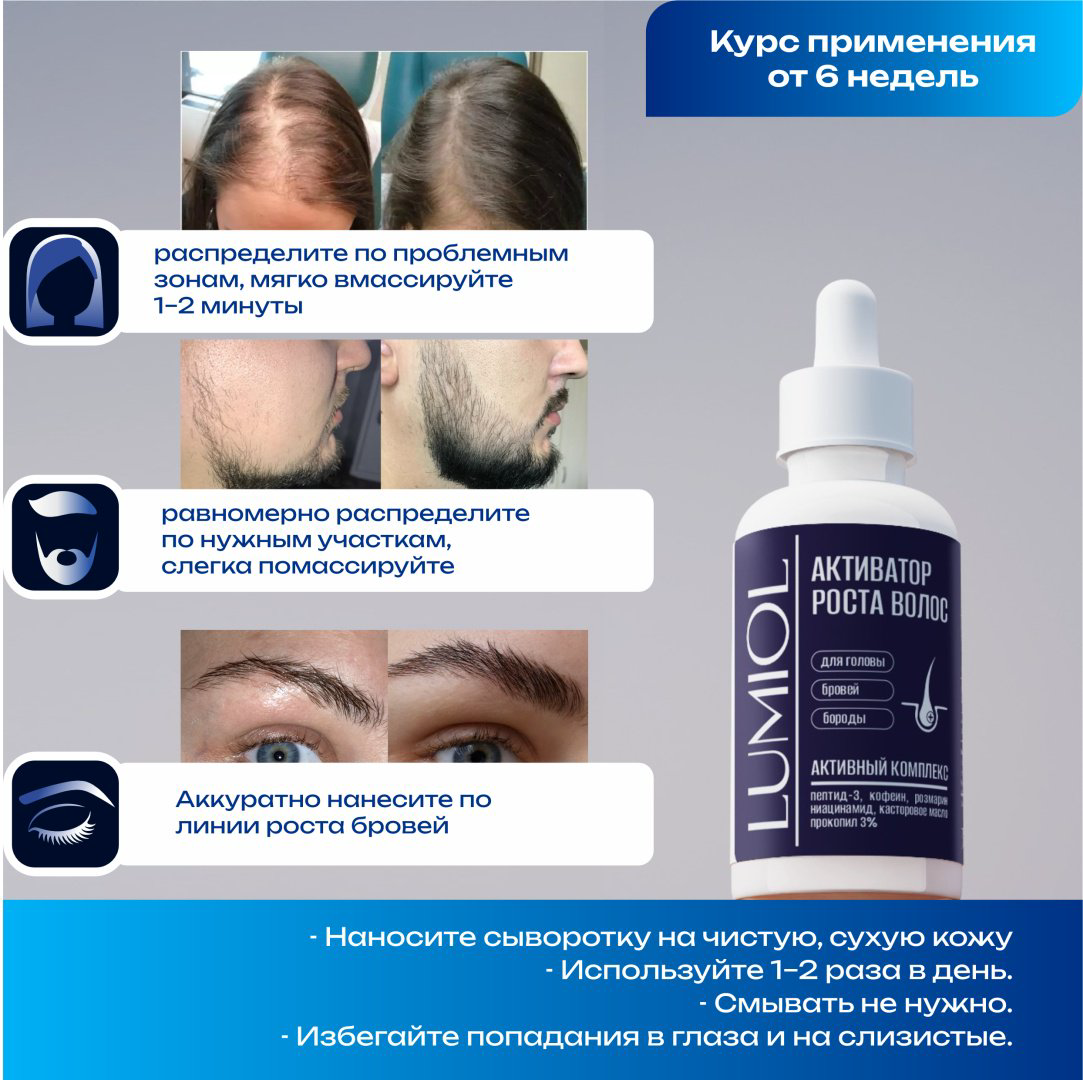 Сыворотка для роста волос Lumiol Hair Growth 30 г купить,NaN