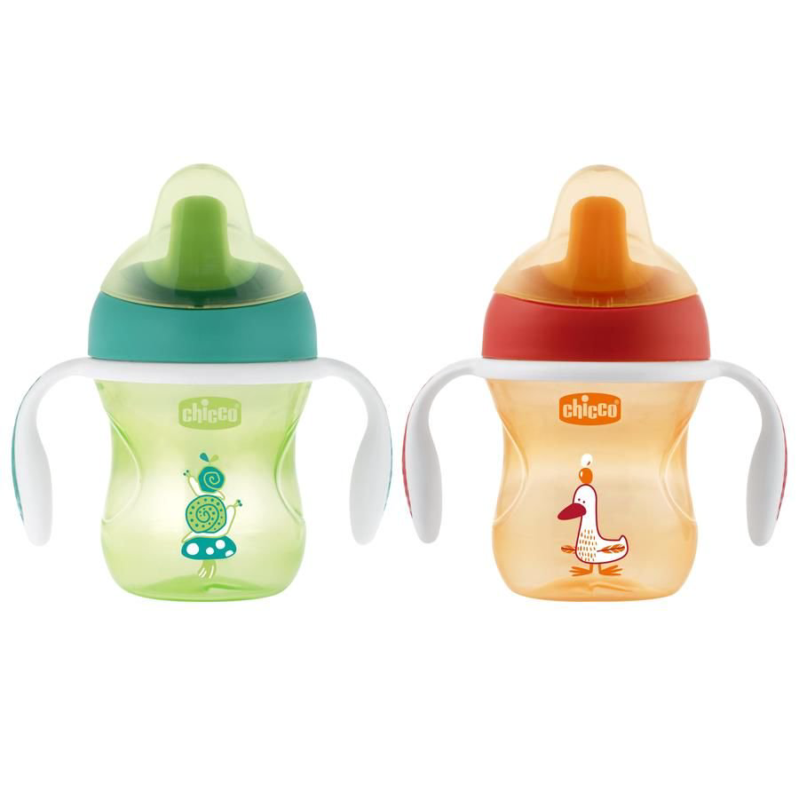 Поильник Chicco Training Cup 6M+ Neutral 1шт зеленый/оранжевый купить,NaN