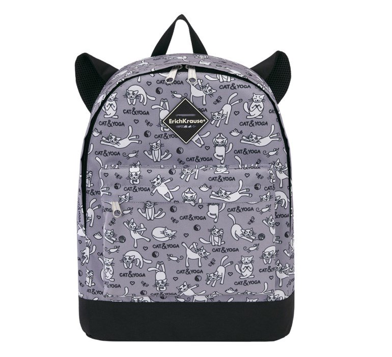  Рюкзак ErichKrause EasyLine Animals 17 L Cat`s yoga 29*13*40см серый купить,NaN