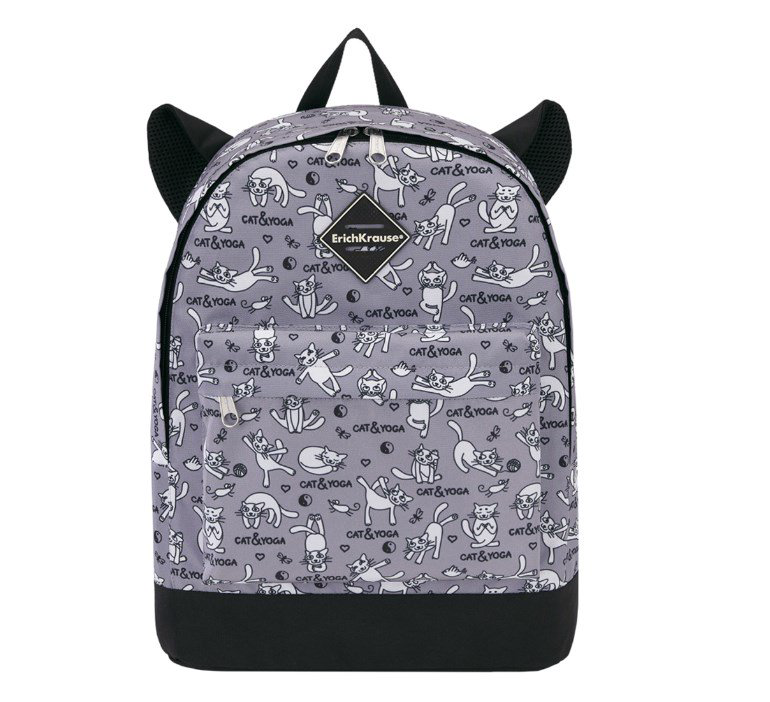  Рюкзак ErichKrause EasyLine Animals 17 L Cat`s yoga 29*13*40см серый купить,NaN