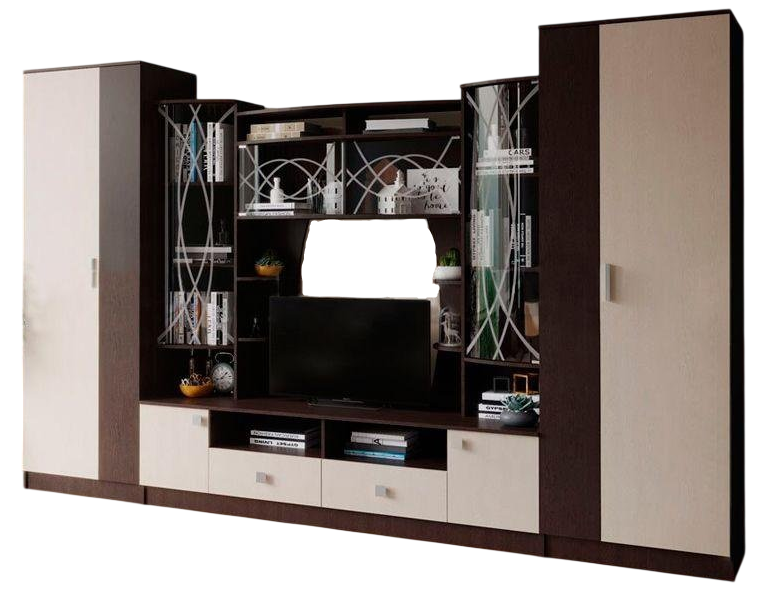 Стенка МИФ Женева 1092 350х52x220см коричневый купить,NaN