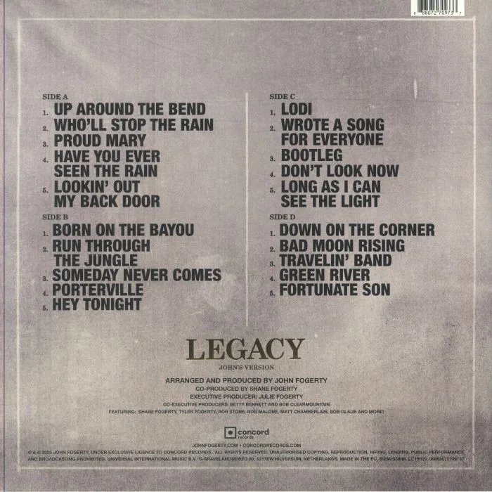 Back cover — John FOGERTY — Legacy: The Creedence Clearwater Revival Years
